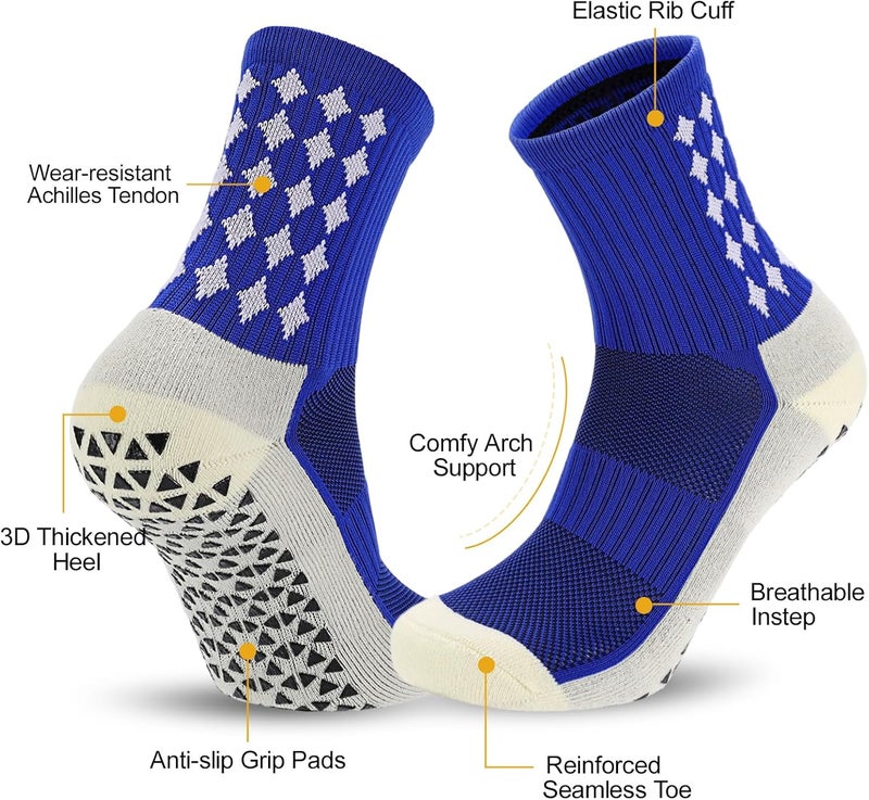 Ultrafun 5 Pairs Mens Grip Soccer Socks Non Slip Cushioned Crew Football Sports Socks - Image 3